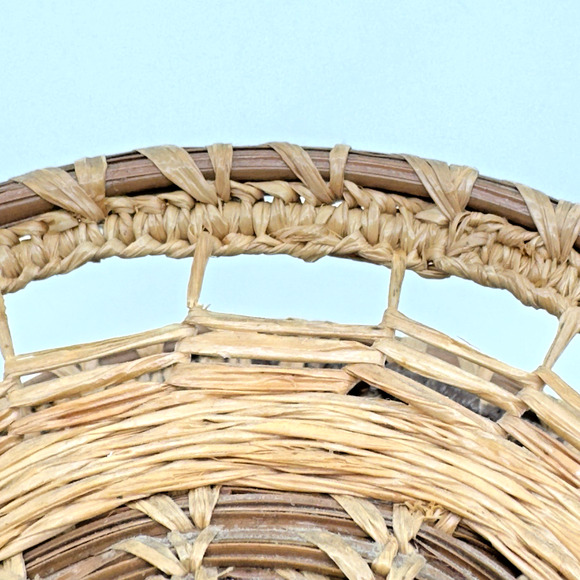 Woven Wicker Wire Napkin Mail Holder Pine Needle Vintage 60s Boho 6" - Picture 4 of 11